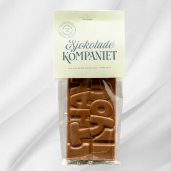 Bilde av Thank You – sjokoladeplate med melk- og karamellsjokolade, preget med takke-budskap, elegant presentert som gave.