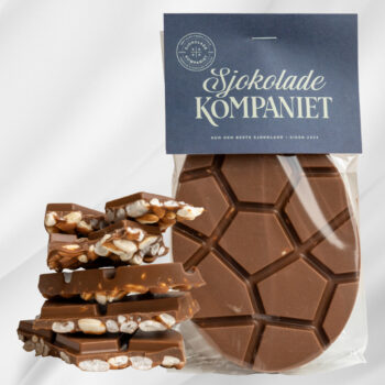 Brytbart påskeegg i melkesjokolade med puffet ris fra Sjokoladekompaniet